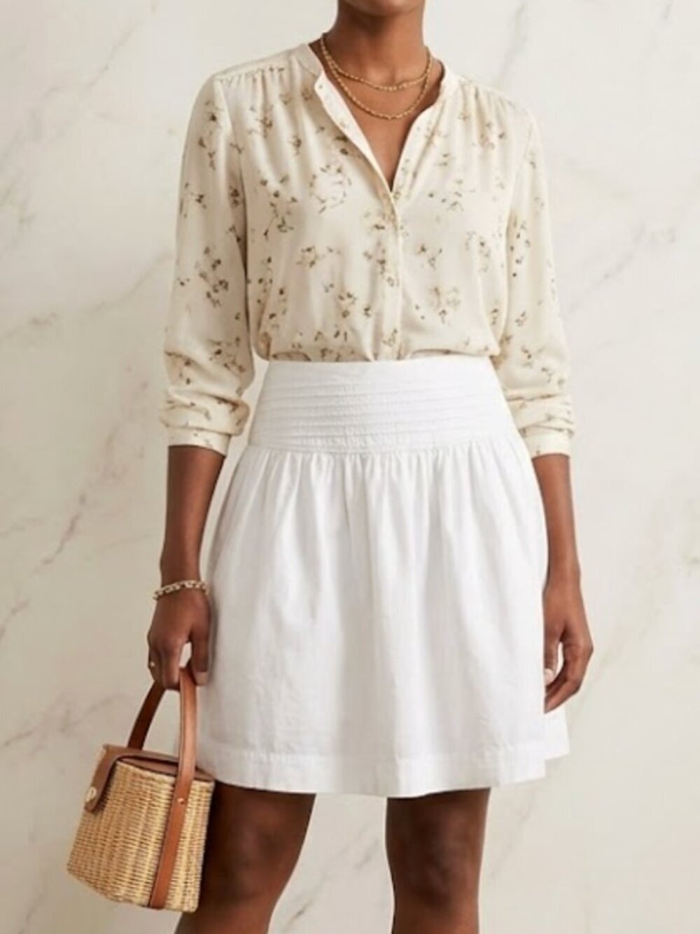 Anthropologie Maeve Embroidered Drop Waist Cotton White Mini Skirt SZ 12
